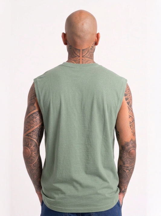 Cool Bee Men Tank Tees Green for Men - Green Tank Top Gym Casual India - Back View