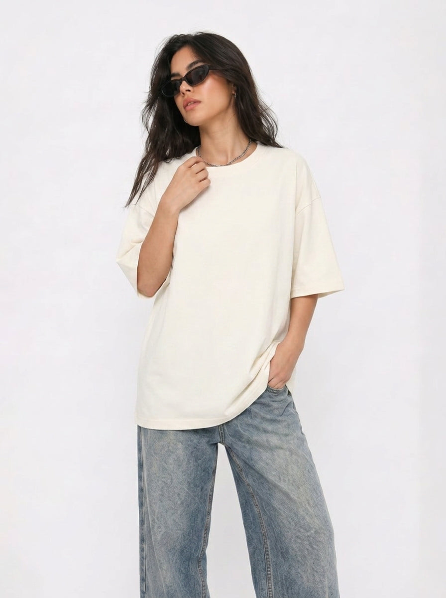 Cool Bee Summer Grid Tee White for Women - White Oversized Graphic Tee Streetwear India - Lifestyle View