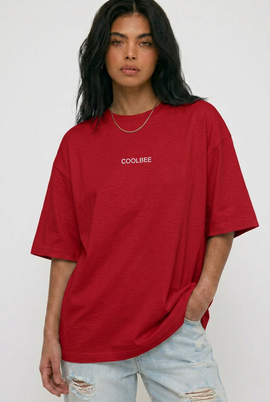 Cool Bee Orbital Drift Tee Red for Women - Oversized Graphic Tee Streetwear India - Back View