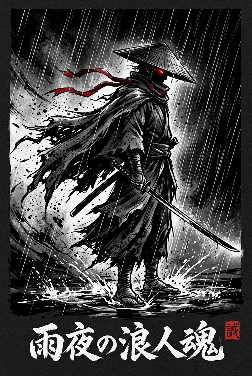 Cool Bee Silent Warrior Anime Tee Black for Men - Black Anime Graphic Tee Streetwear India - Detail View