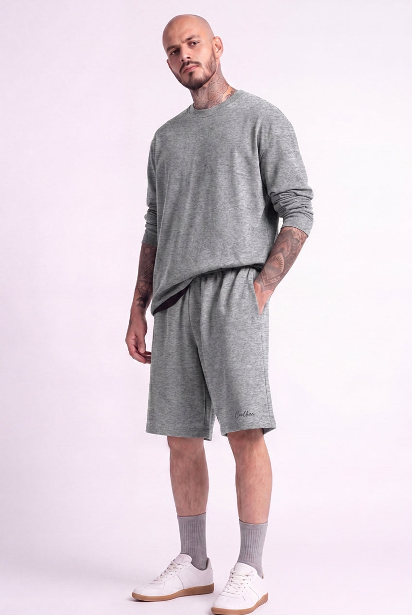 Cool Bee Regular Fit Shorts Gray Milange for Men - Shorts Summer Casual India - Detail View