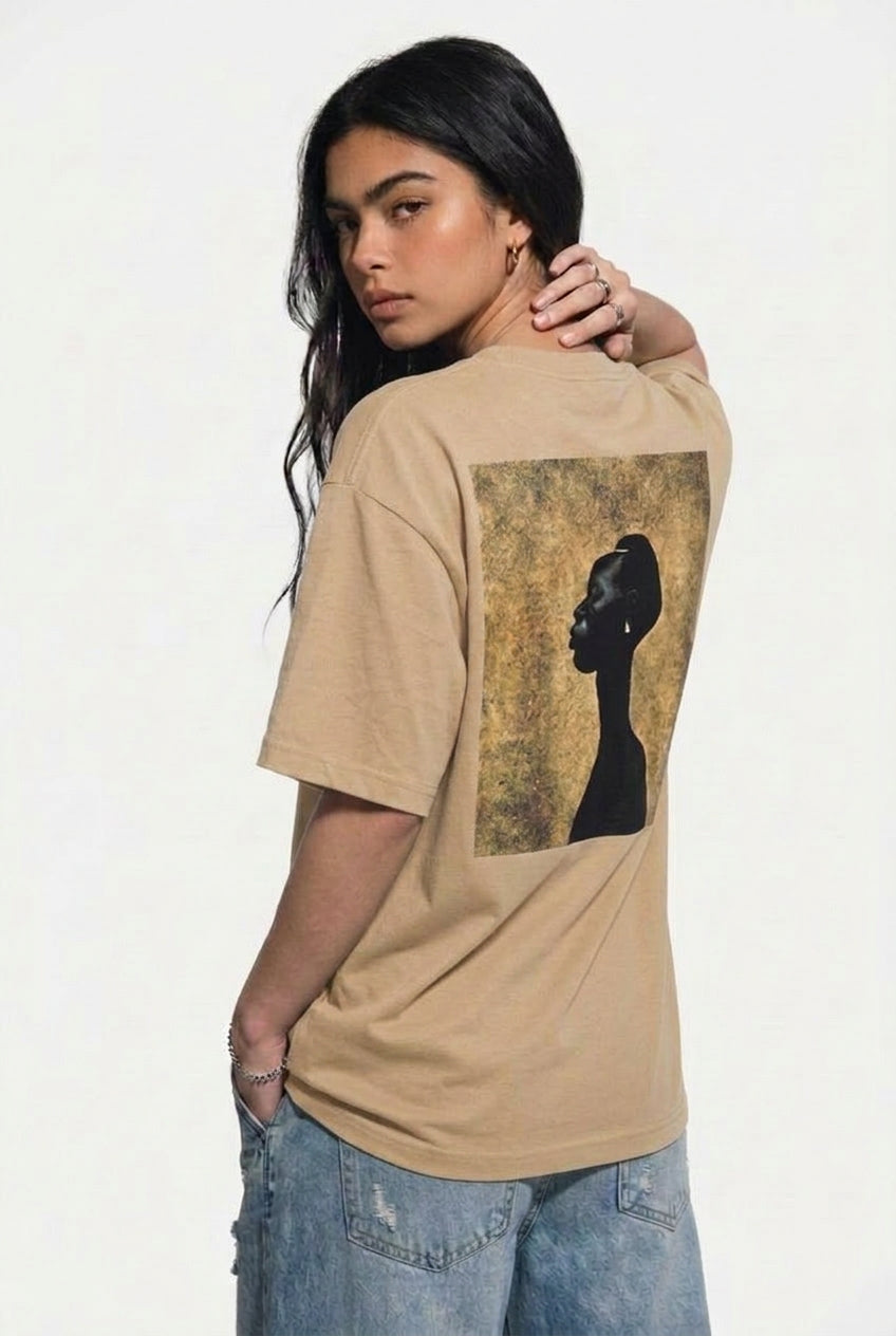 Cool Bee Silent Muse Tee Beige for Women - Beige Oversized Graphic Tee Streetwear India