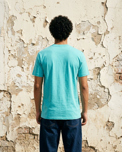 Cool Bee Essential Cotton Crew Neck T-Shirt Sky Blue for Men - Sky Blue Graphic Tee India - Lifestyle View
