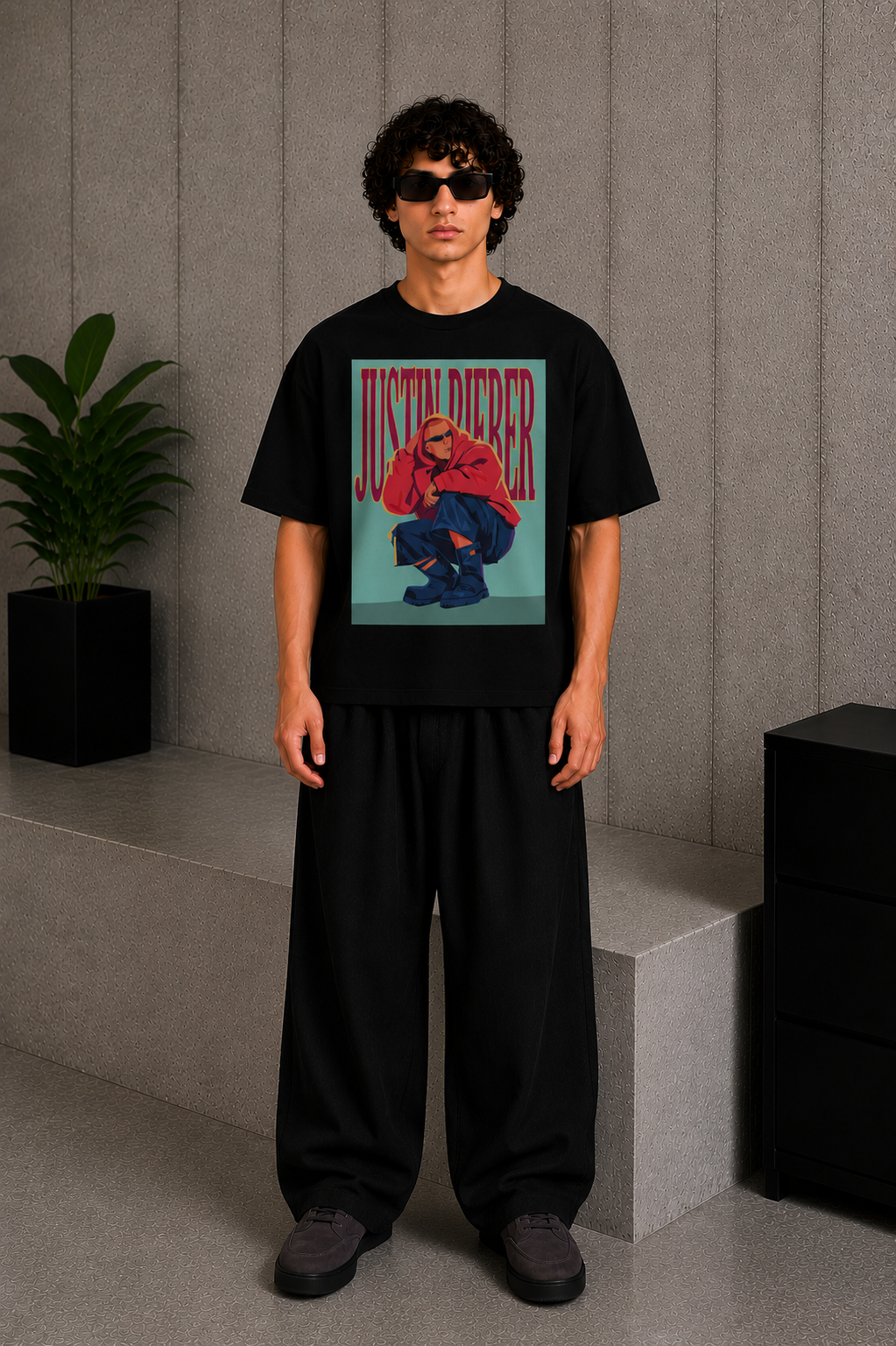 Cool Bee Bieber Tee Black for Men - Black Oversized Graphic Tee Streetwear India - Back View