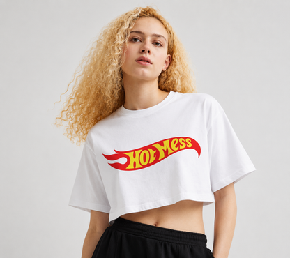 Hot Mess Crop Tee White