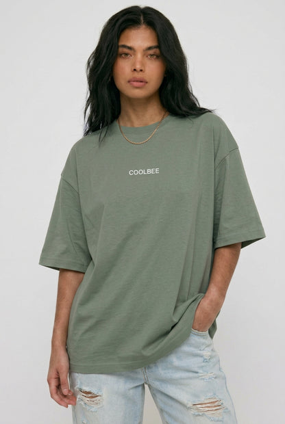 Cool Bee Cubist Bloom Oversize Tee Green for Women - Oversized Graphic Tee Streetwear India - Lifestyle View