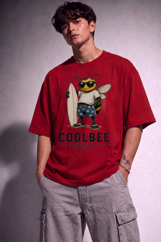 Cool Bee Tee Red for Men - Red Oversized Graphic Tee Streetwear India