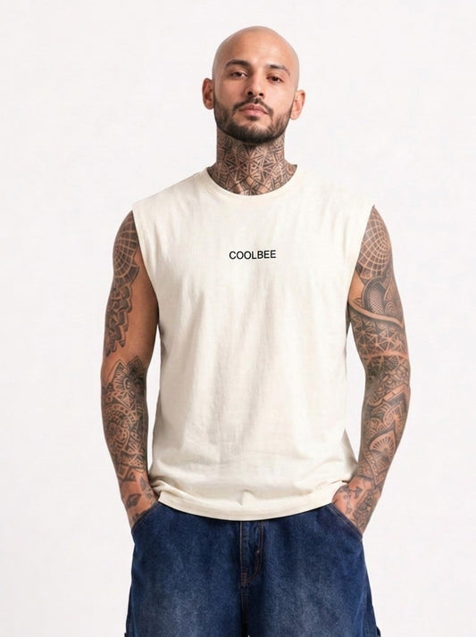 Cool Bee Men Tank Tees White for Men - White Tank Top Gym Casual India
