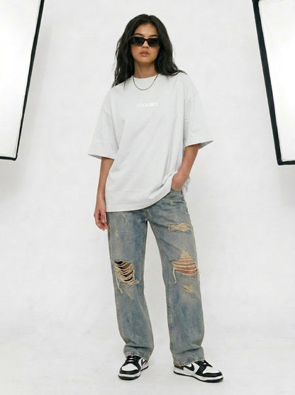 Cool Bee Cubist Bloom Oversize Tee White for Women - Oversized Graphic Tee Streetwear India - Lifestyle View