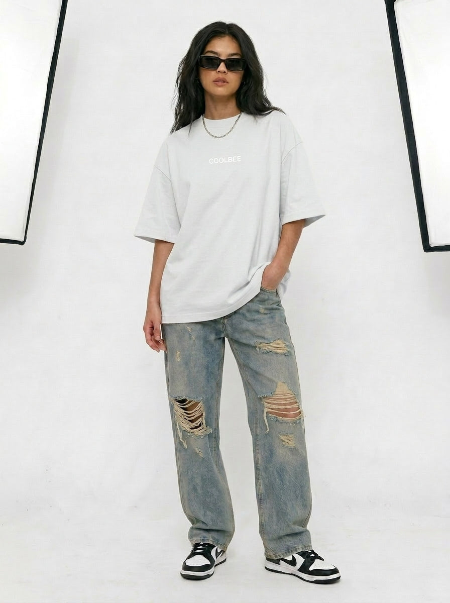 Cool Bee Midnight Muse Tee Offwhite for Women - Oversized Graphic Tee Streetwear India - Lifestyle View