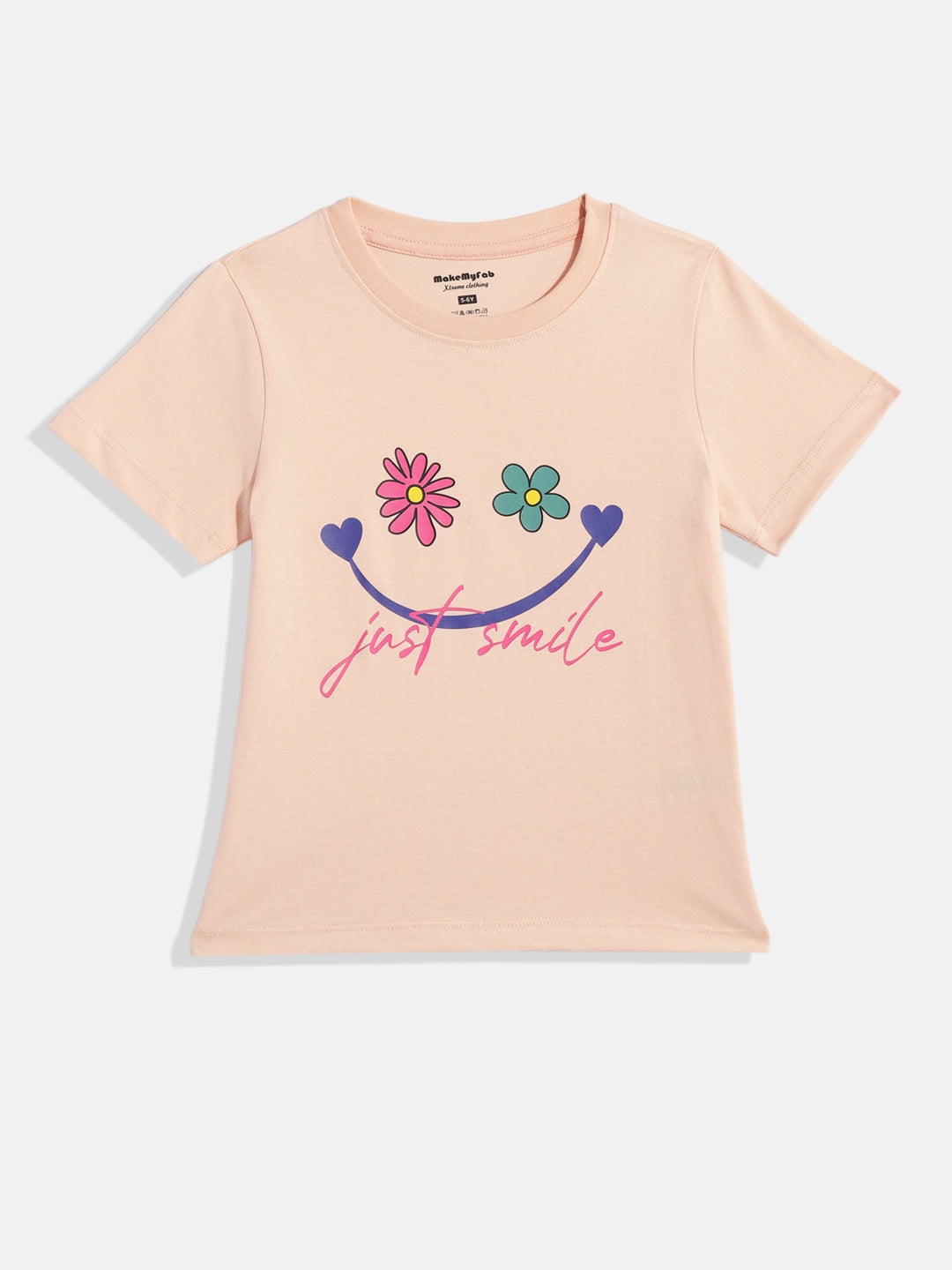 Coolbee Store Kids Girls T-Shirt - Peach (CSKT231) – front view