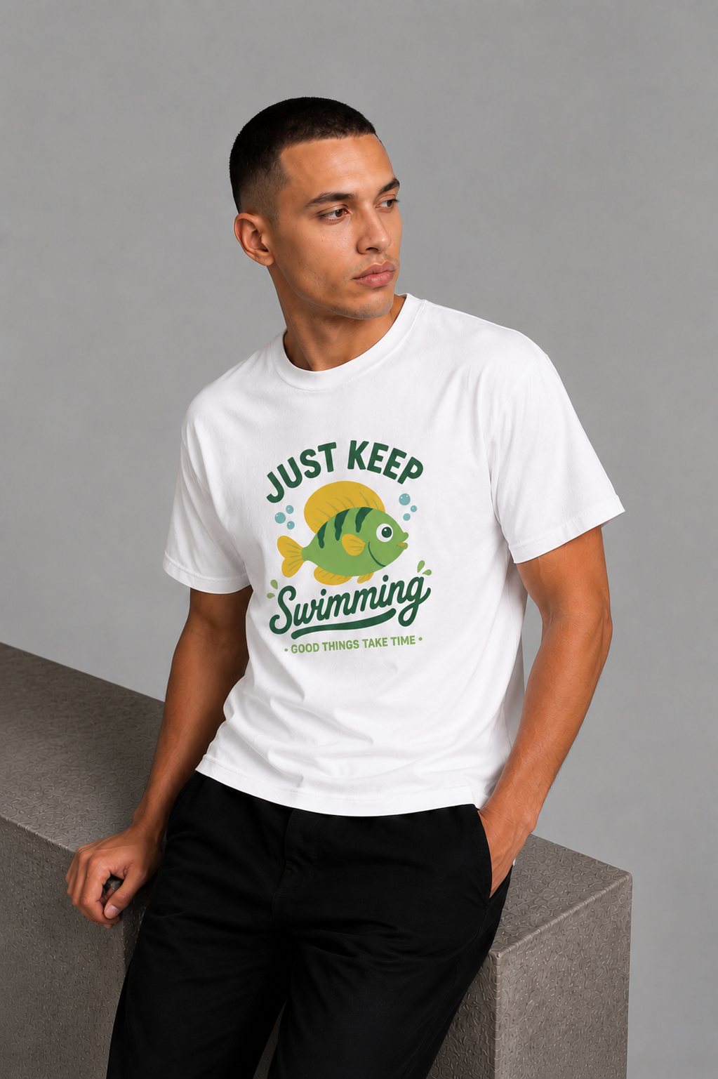 Cool Bee Float Tee White for Men - White Oversized Graphic Tee Streetwear India - Detail View