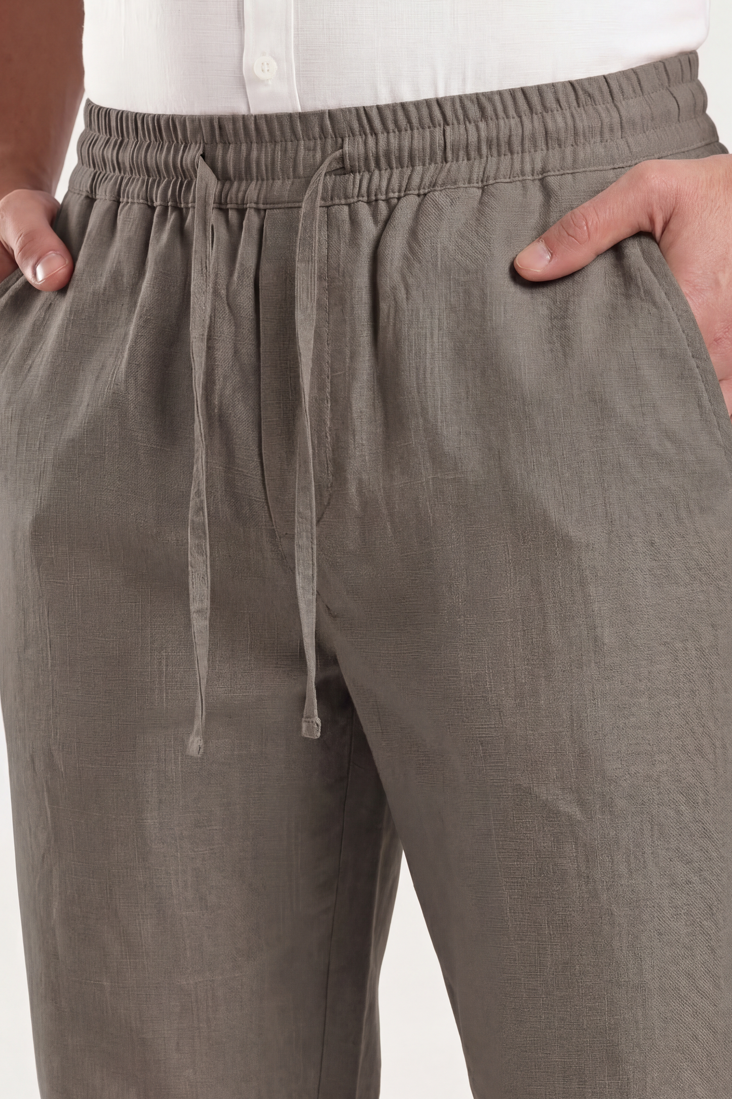 Cool Bee Linen Travel Pants Sea Grey for Men - Sea Grey Linen Travel Pants Lightweight India - Lifestyle View