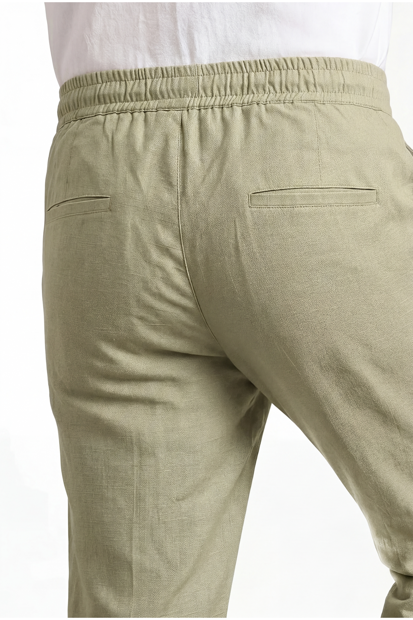 Cool Bee Linen Travel Pants Sea Green for Men - Sea Green Linen Travel Pants Lightweight India - Detail View