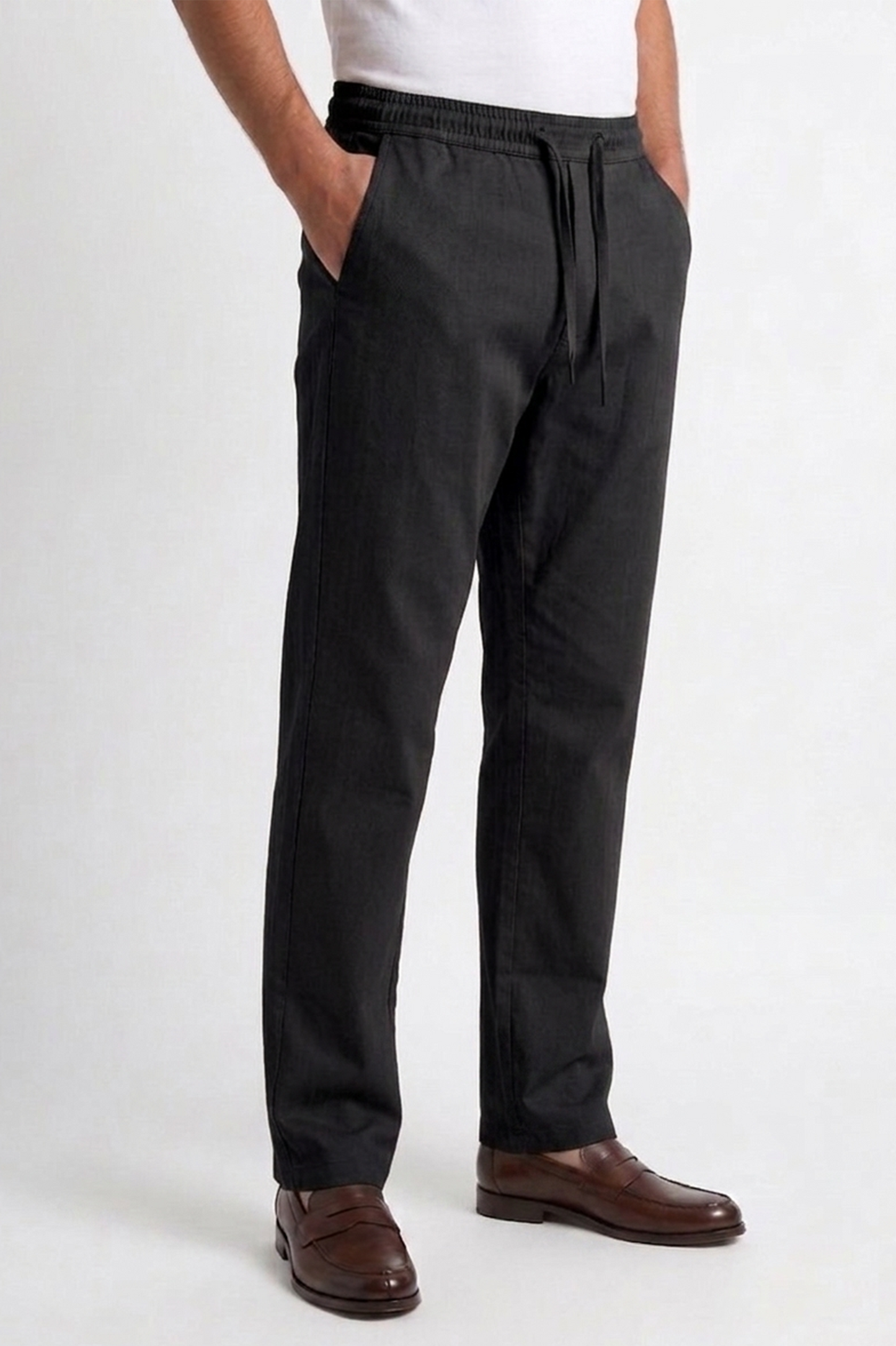 Cool Bee Linen Travel Pants Black for Men - Black Linen Travel Pants Lightweight India - Back View