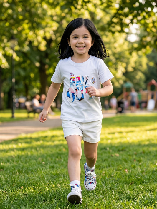 Kids Girls T-Shirt - White (CSKT210)