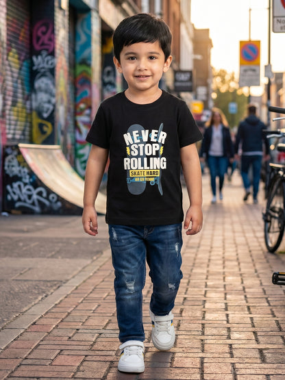Coolbee Store Kids Boys T-Shirt - Black (CSKT225) – front view