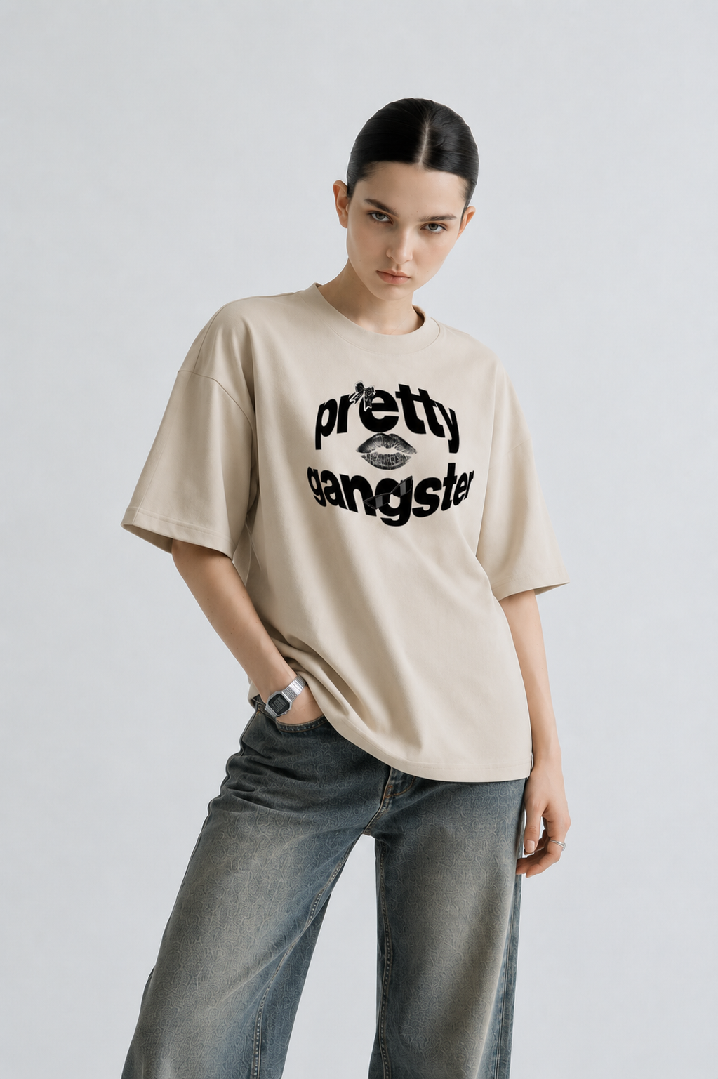 Pretty Rebel Women Tee Beige