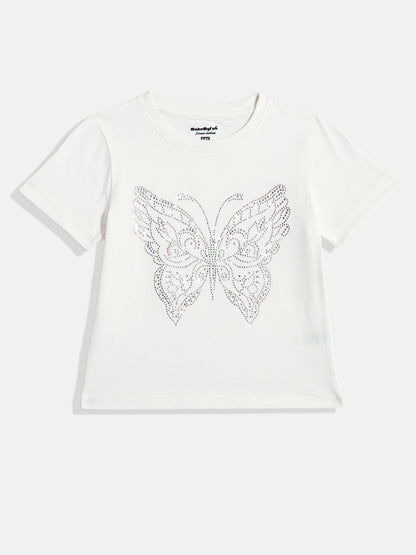 Coolbee Store Kids Girls T-Shirt - Off White (CSKT230) – front view
