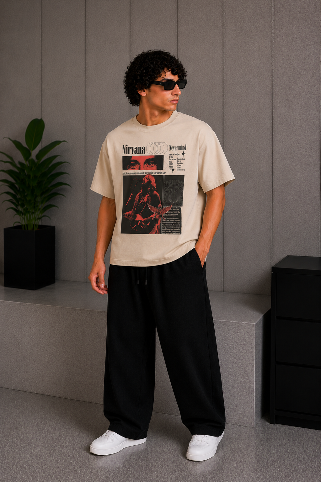 Never mind Tee Beige