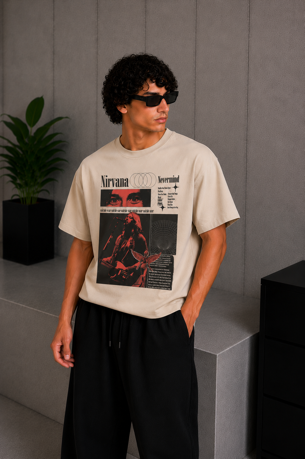 Never mind Tee Beige