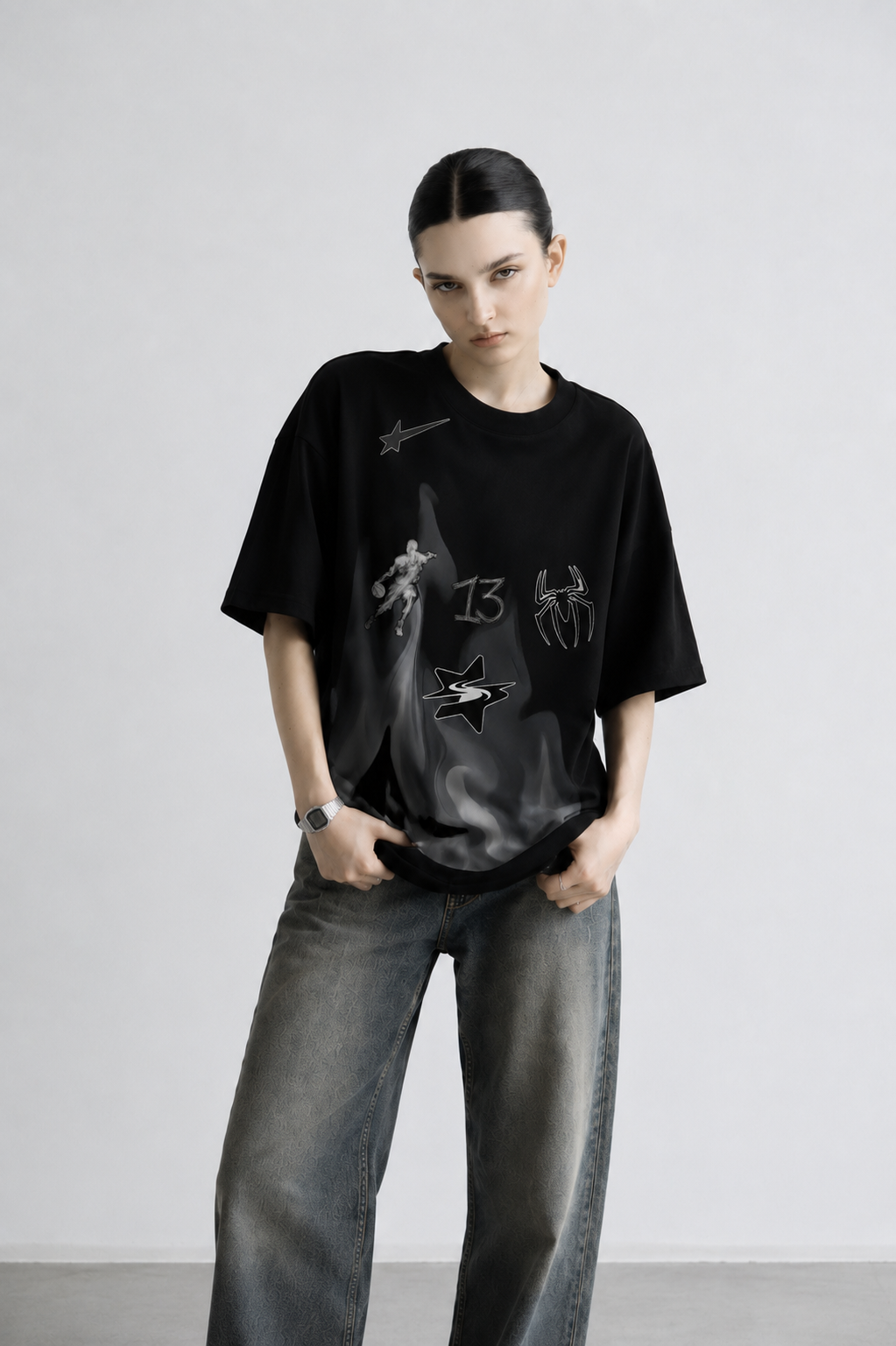 Spider Star Women Tee Black