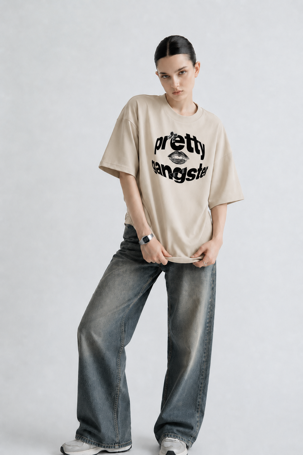 Pretty Rebel Women Tee Beige