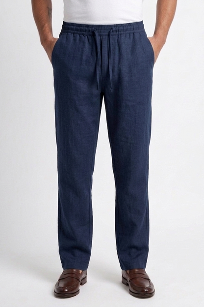 Cool Bee Linen Travel Pants Navy for Men - Navy Linen Travel Pants Lightweight India