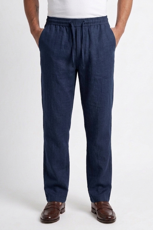 Linen Travel Pants Navy