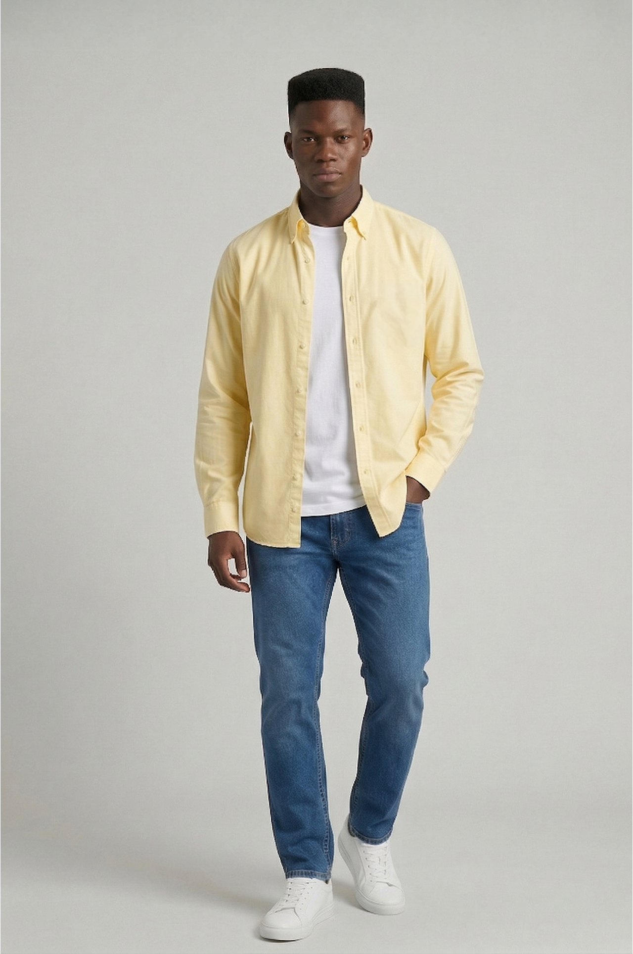 Cool Bee Premium Oxford Casual Shirt Yellow for Men - Yellow Premium Oxford Shirt India - Lifestyle View