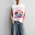 Neon Sakura White Tank