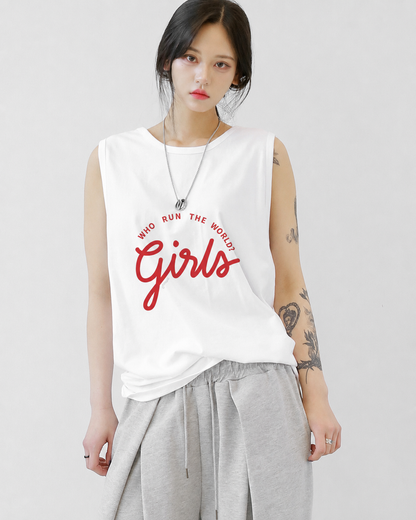 Girls Rule Tank Tees White