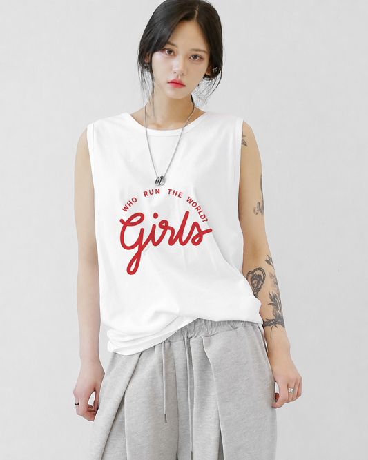 Coolbee Store Girls Rule Tank Tees White – front view