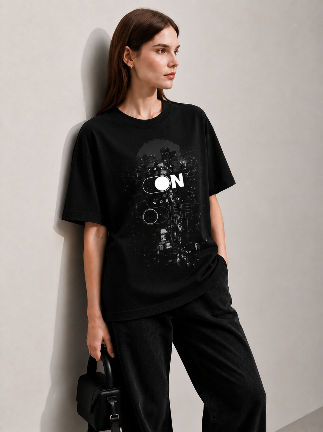 Cool Bee Switch Tee Black for Men - Black Oversized Graphic Tee Streetwear India - Side View