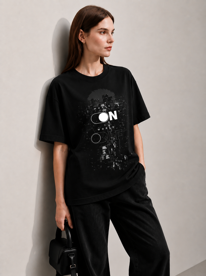 Cool Bee Switch Tee Black for Men - Black Oversized Graphic Tee Streetwear India - Side View
