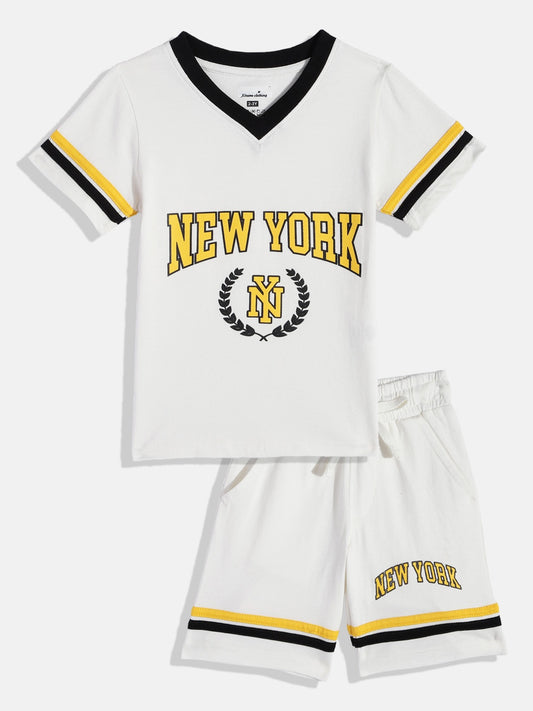 Kids Boys Clothing Set - Off White (KBSSCS2)