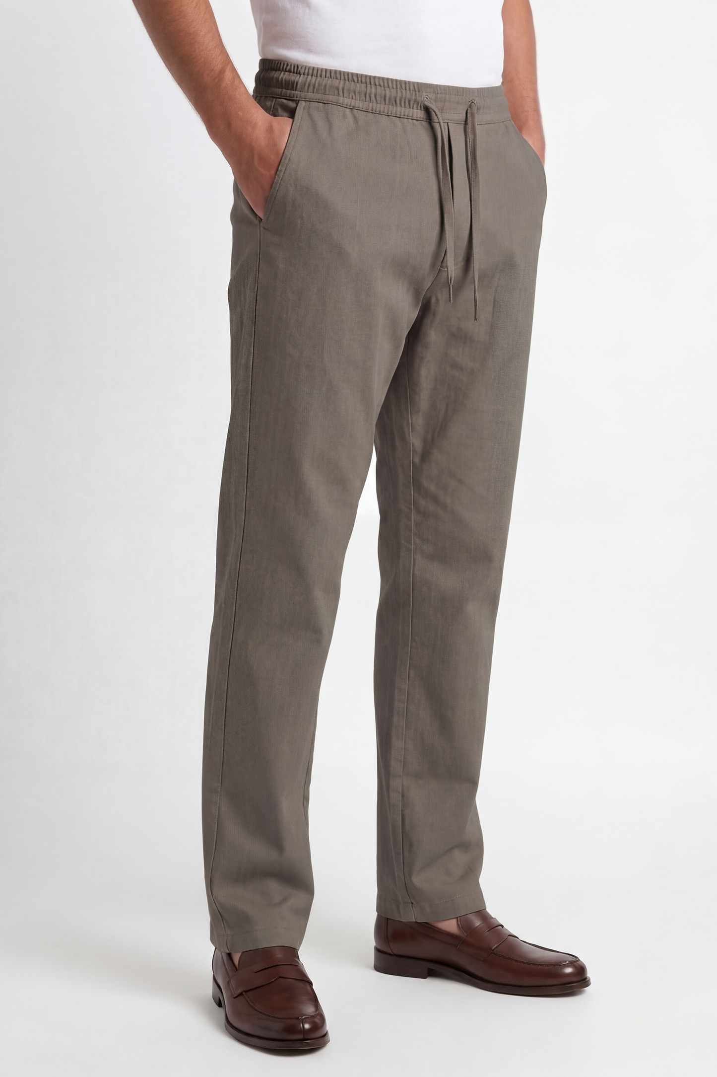 Cool Bee Linen Travel Pants Sea Grey for Men - Sea Grey Linen Travel Pants Lightweight India - Back View