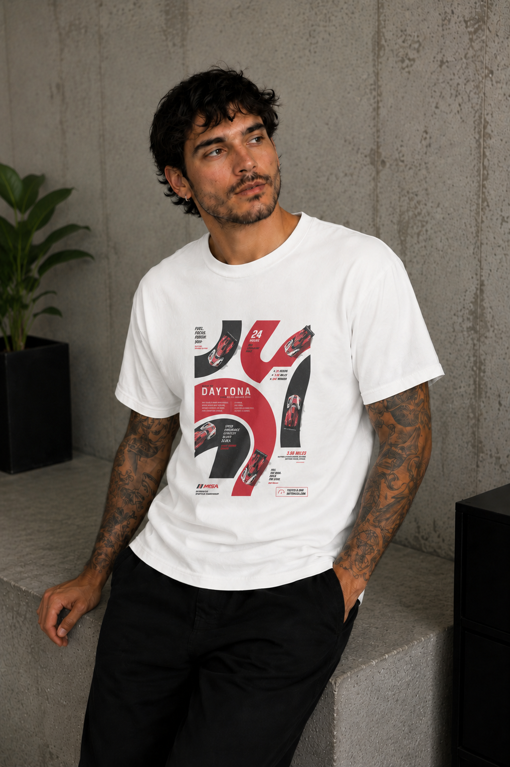 Cool Bee Daytona Tee White for Men - White Oversized Graphic Tee Streetwear India