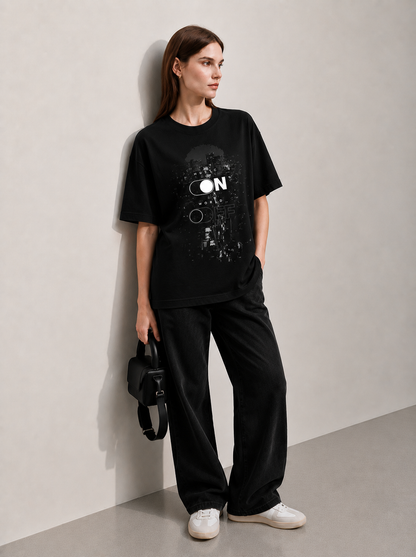 Cool Bee Switch Tee Black for Men - Black Oversized Graphic Tee Streetwear India - Back View
