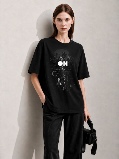 Cool Bee Switch Tee Black for Men - Black Oversized Graphic Tee Streetwear India - Front View