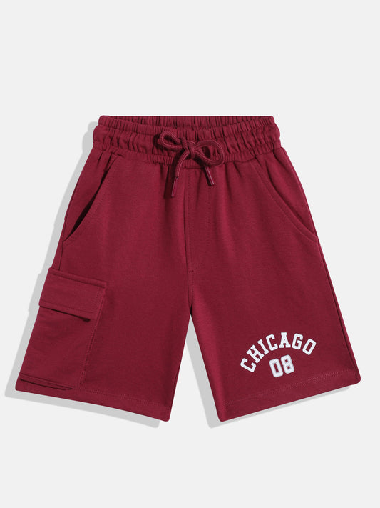 Kids Boys Shorts - Maroon (KB4WLS221)