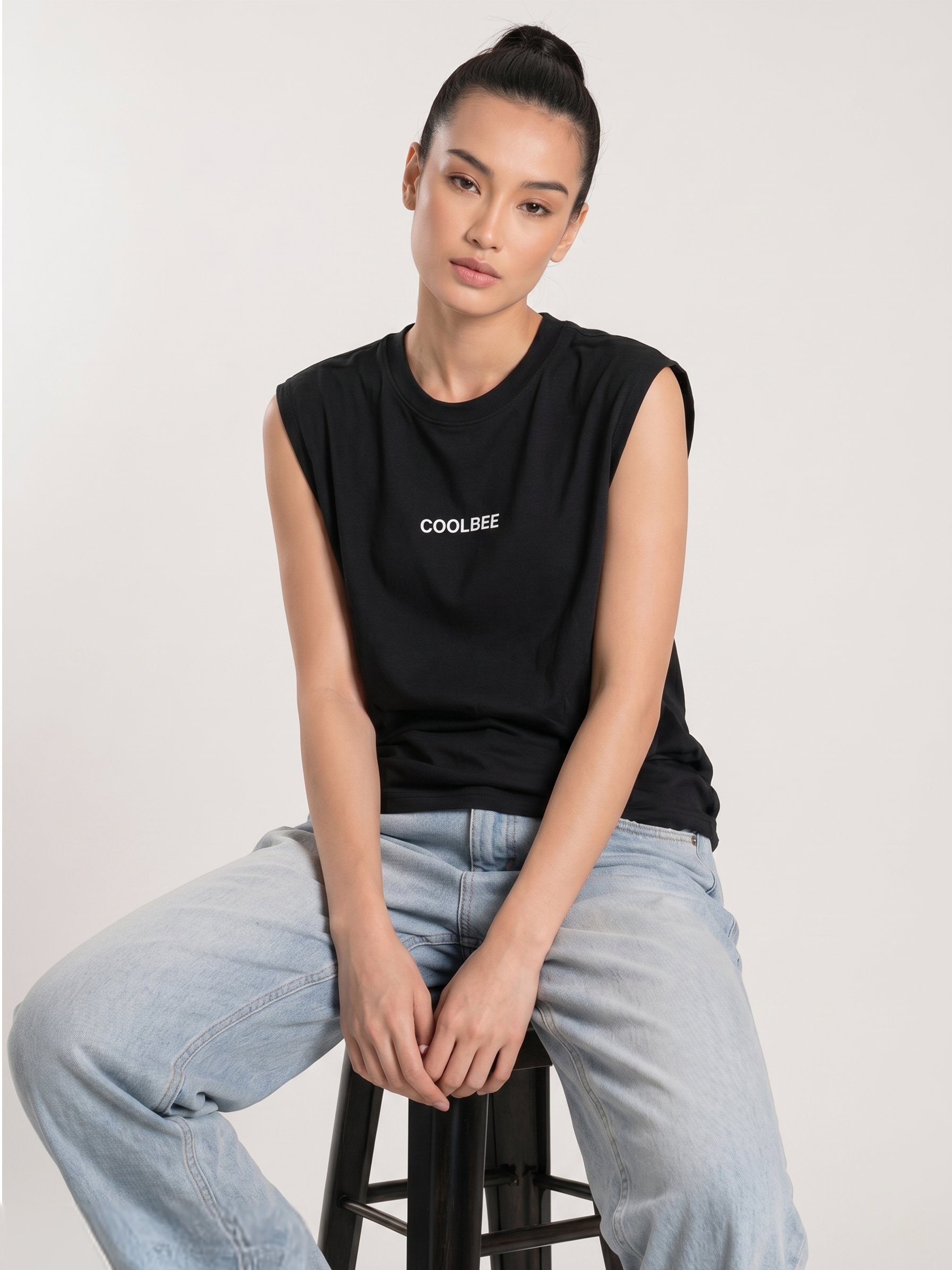 Cool Bee Women Tank Tees Black for Women - Tank Top Gym Casual India - Lifestyle View