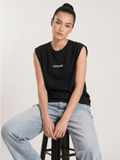 Cool Bee Women Tank Tees Black for Women - Tank Top Gym Casual India - Lifestyle View