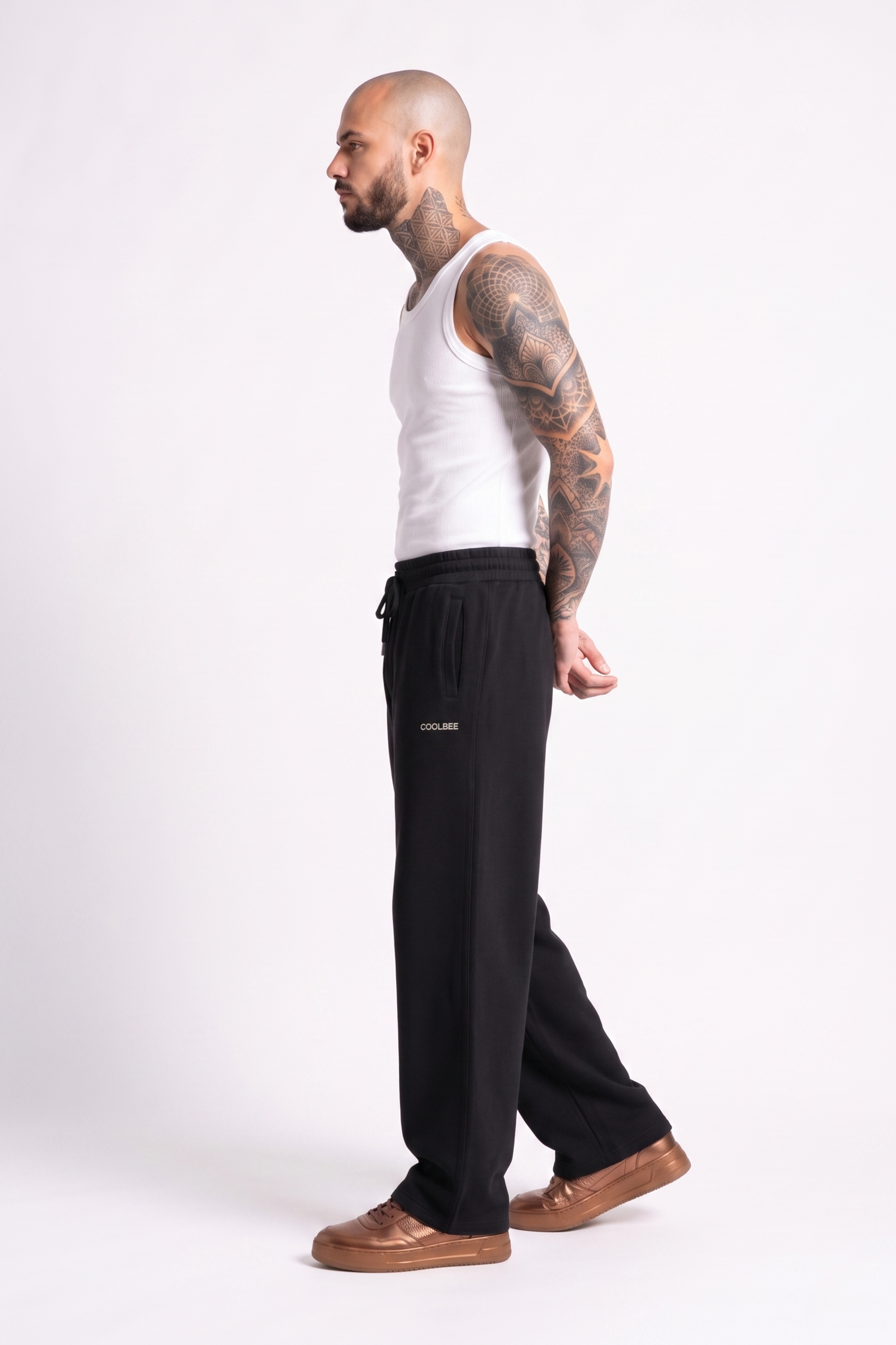 Cool Bee Joggers Black for Men - Black Joggers Casual Streetwear India - Lifestyle View