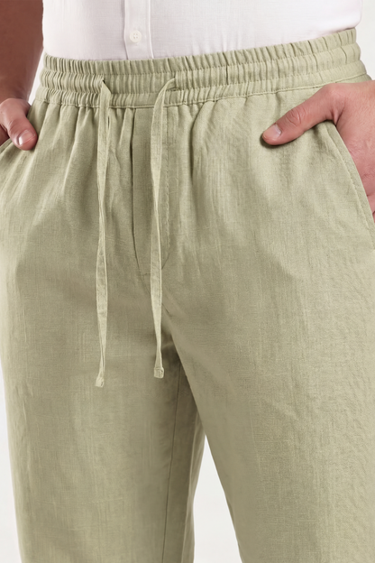 Cool Bee Linen Travel Pants Sea Green for Men - Sea Green Linen Travel Pants Lightweight India - Lifestyle View