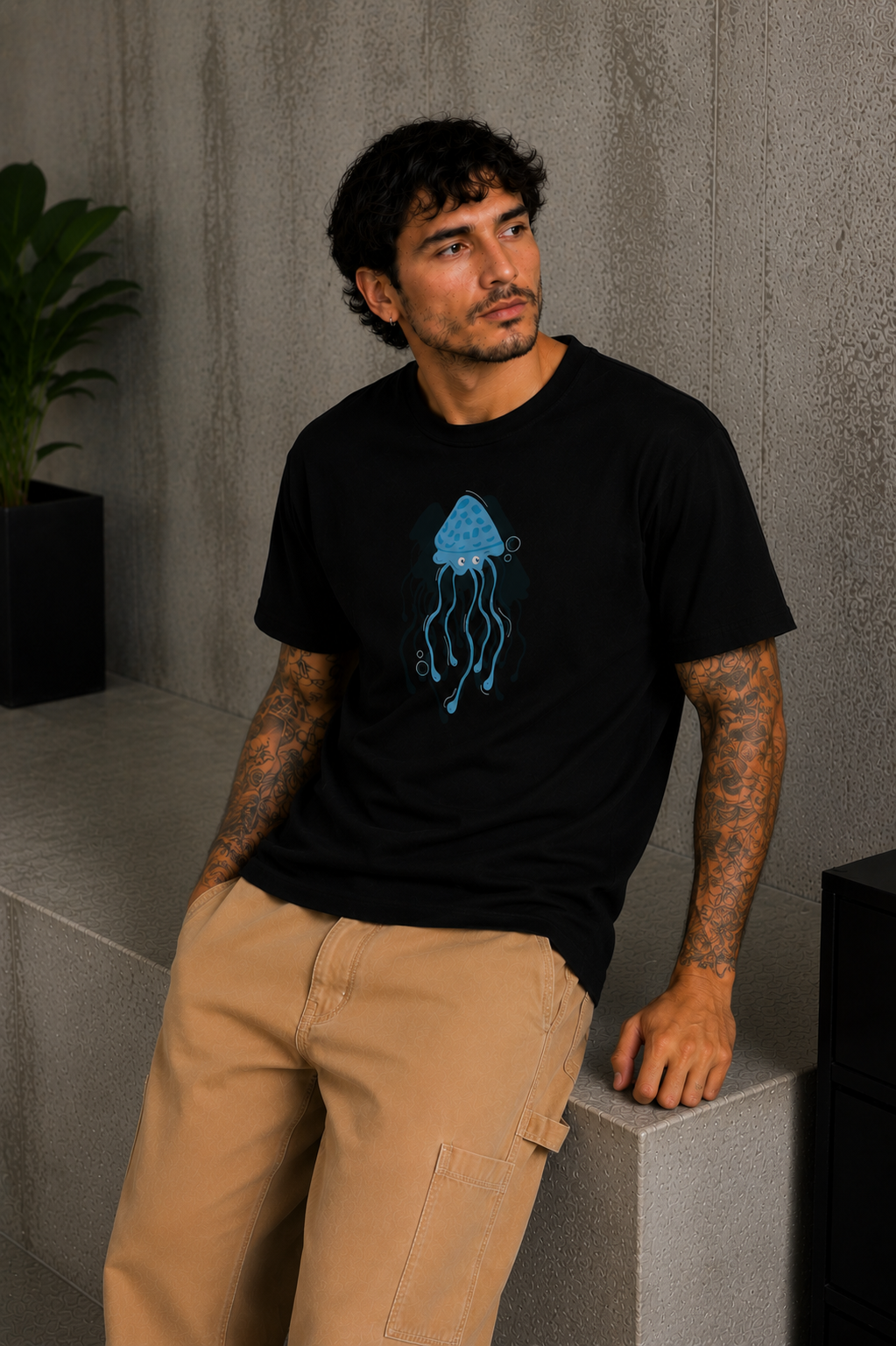 Cool Bee Medusa Tee Black for Men - Black Oversized Graphic Tee Streetwear India