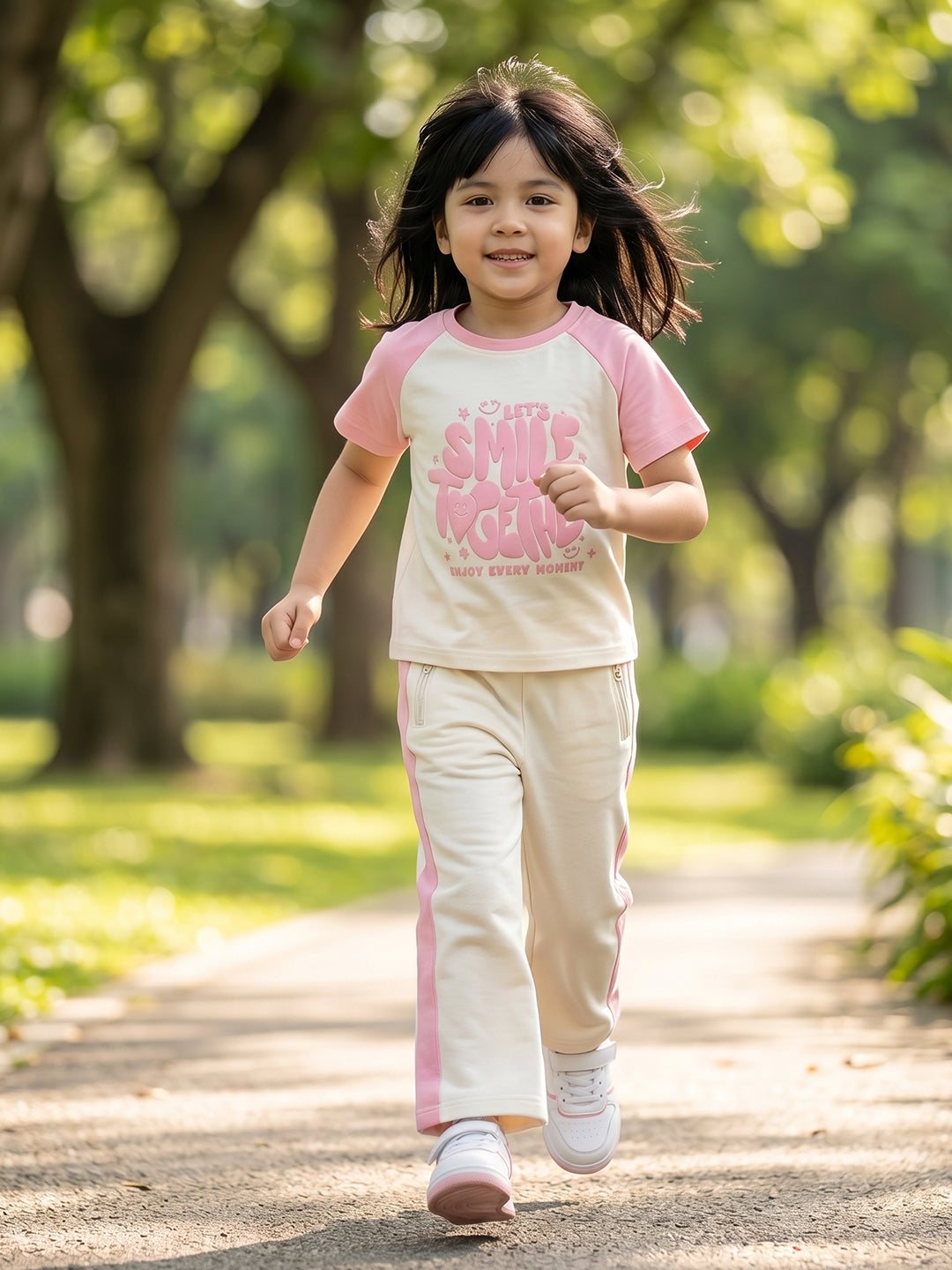 Coolbee Store Kids Girls Clothing Set - Offwhite (KGSSA89) – front view