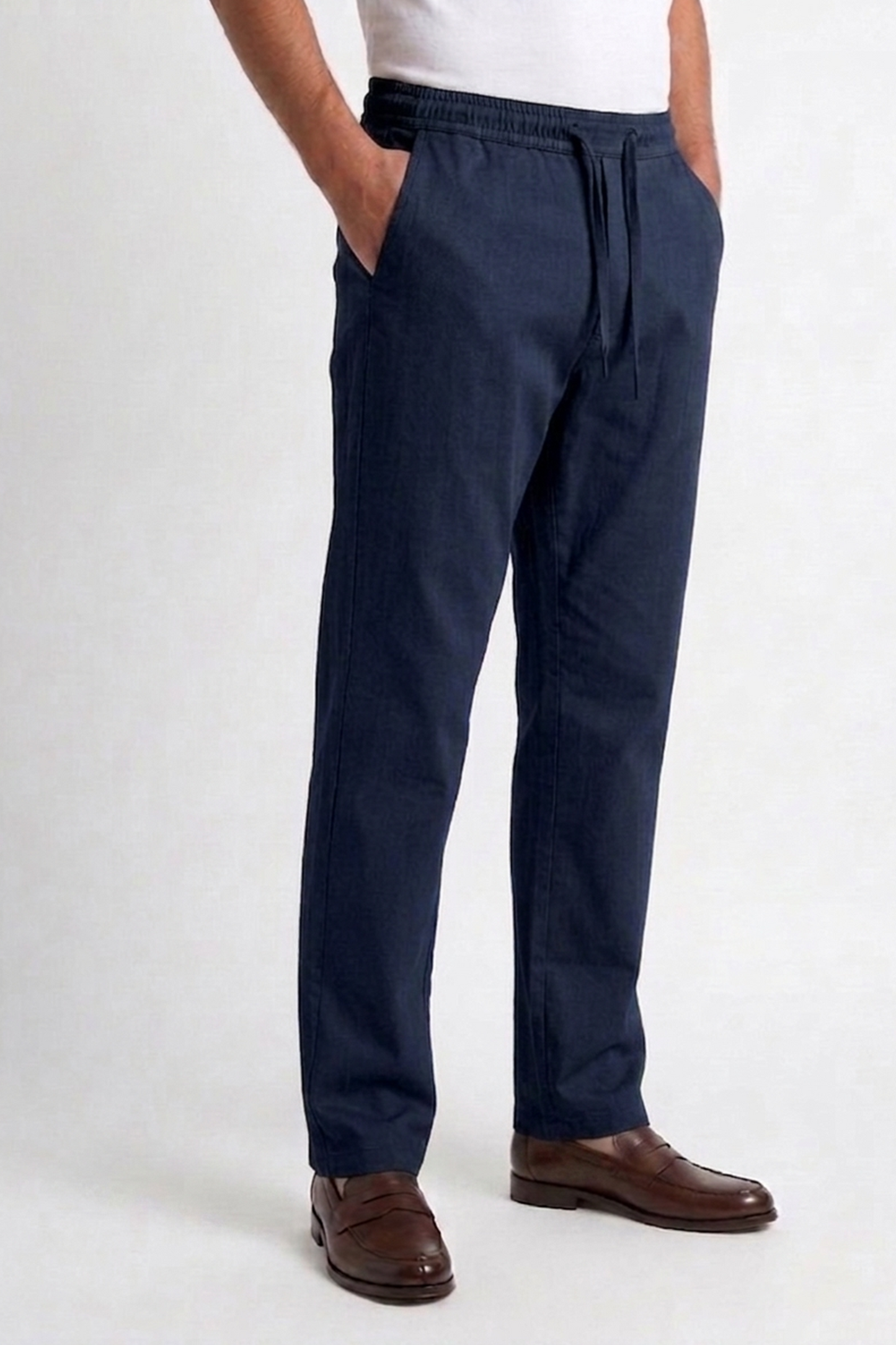 Cool Bee Linen Travel Pants Navy for Men - Navy Linen Travel Pants Lightweight India - Detail View