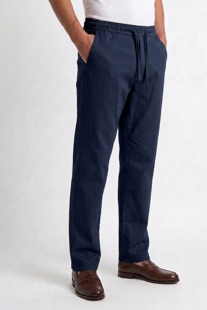 Cool Bee Linen Travel Pants Navy for Men - Navy Linen Travel Pants Lightweight India - Detail View