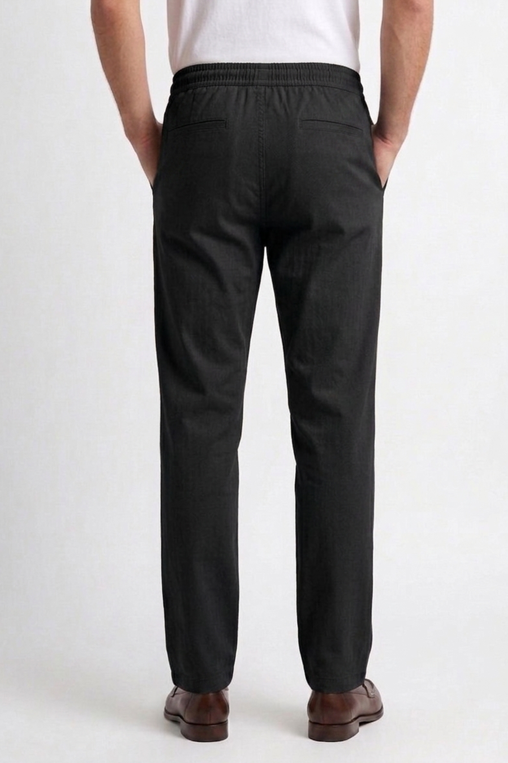 Cool Bee Linen Travel Pants Black for Men - Black Linen Travel Pants Lightweight India - Lifestyle View